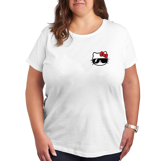 Cool Sunglasses Hello Kitty Chest Logo Plus Size Women T?Shirt
