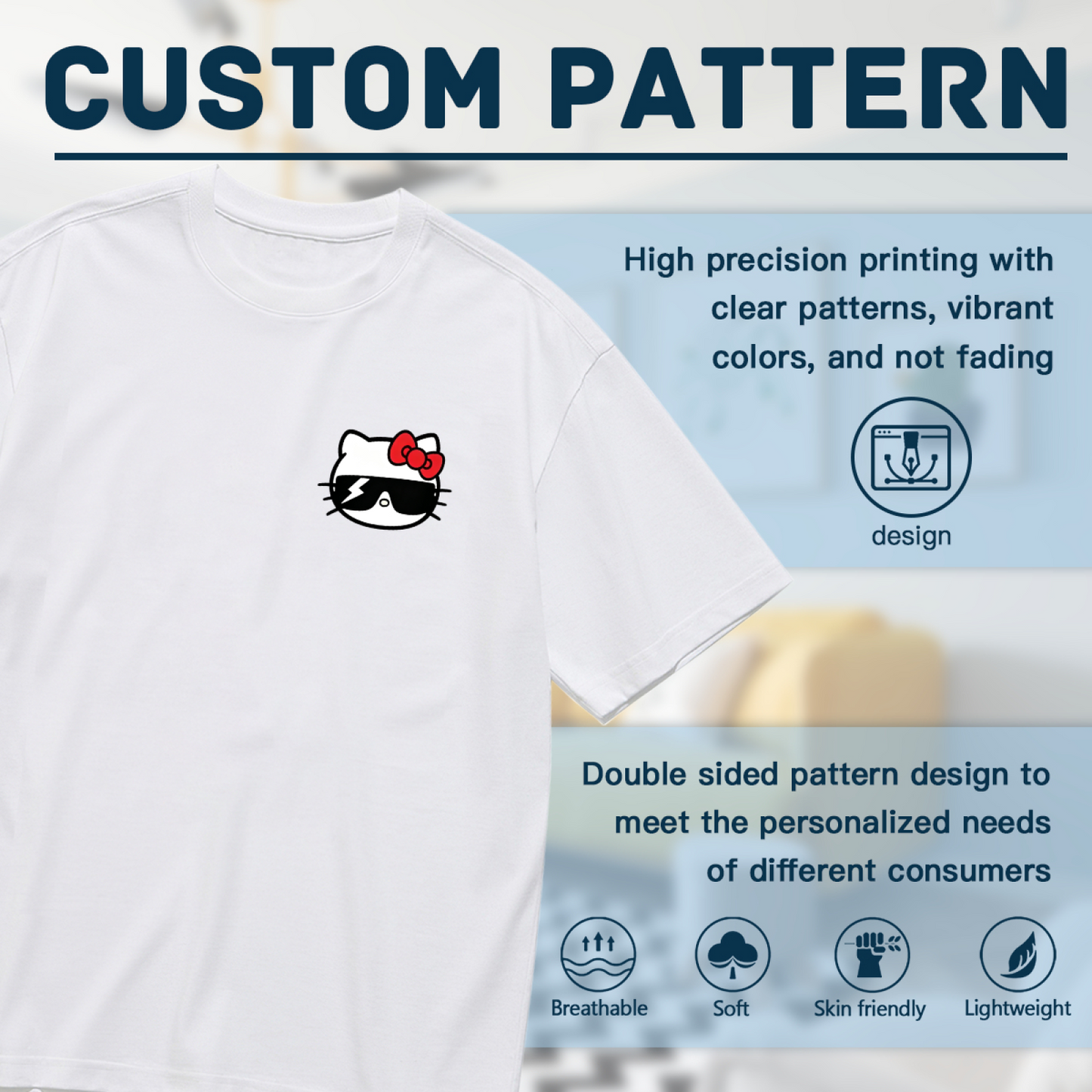 Cool Sunglasses Hello Kitty Chest Logo Plus Size Women T?Shirt