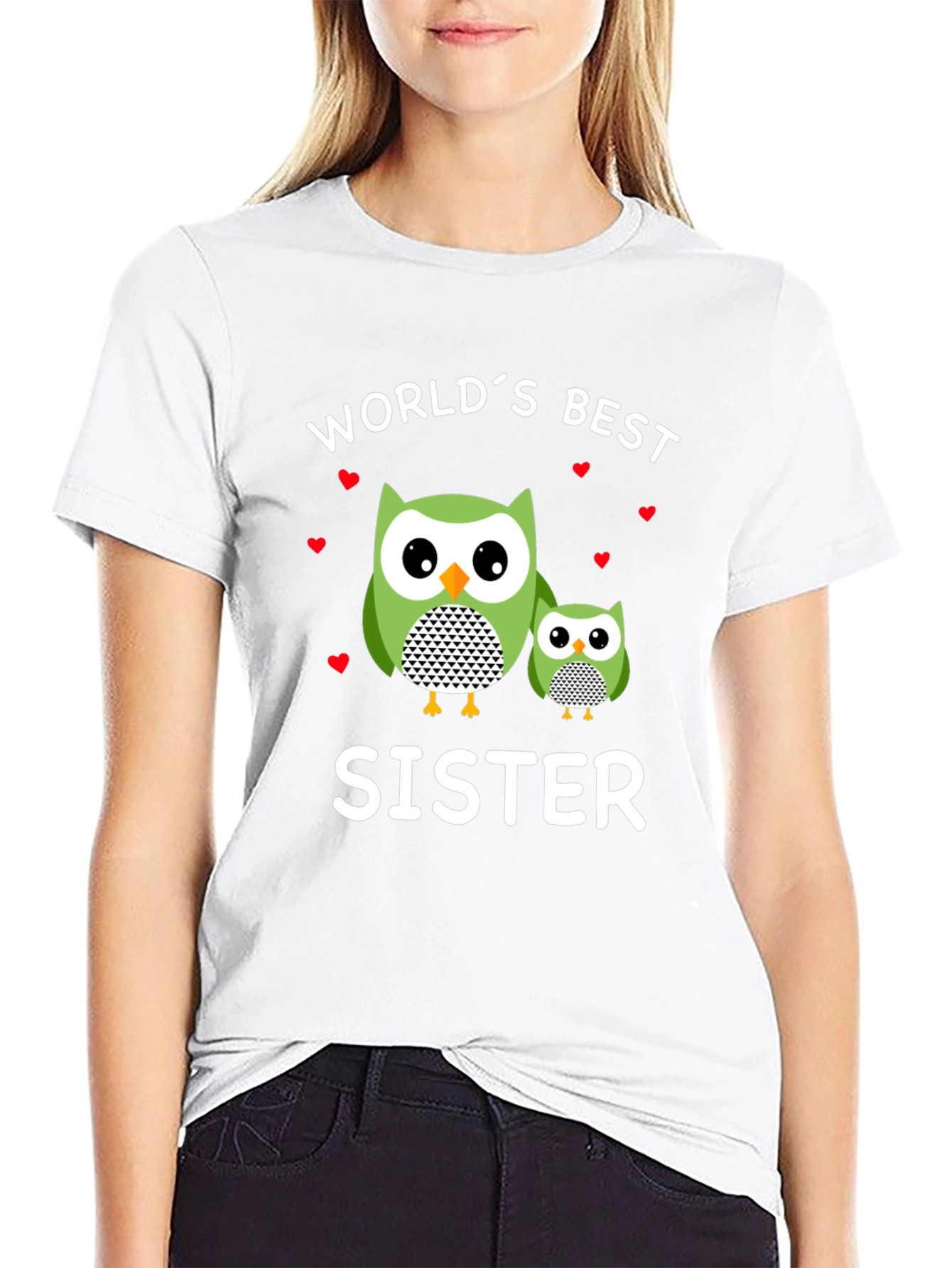Worlds Best Sister Owl Graphic T-Shirt