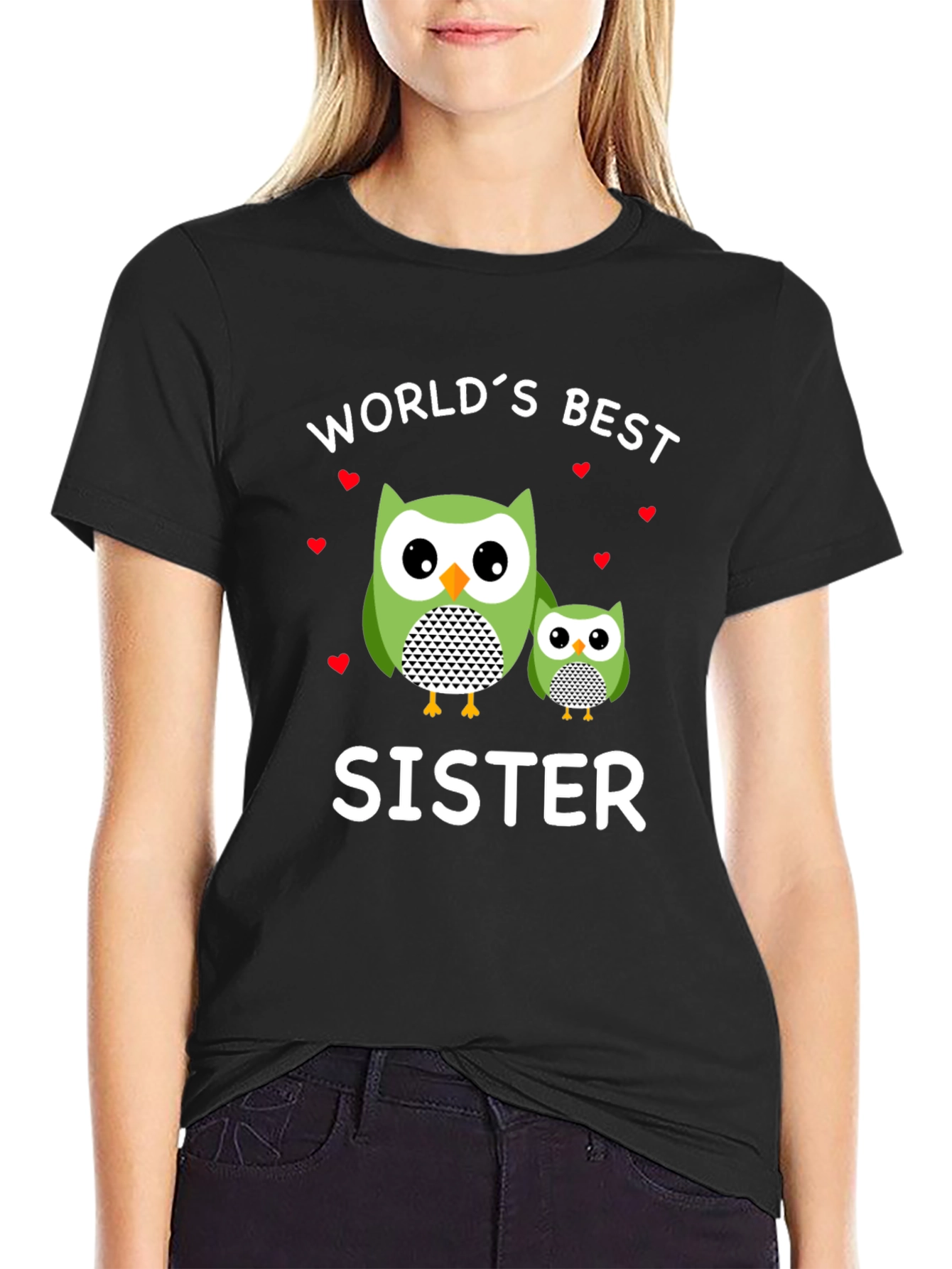 Worlds Best Sister Owl Graphic T-Shirt