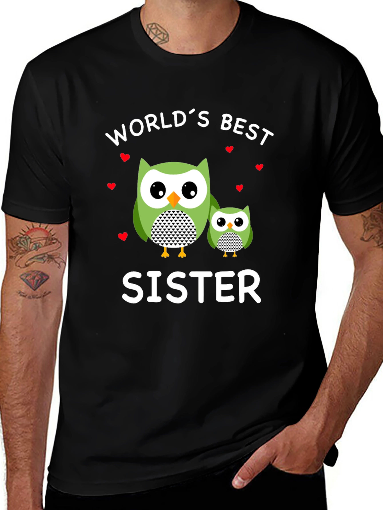 Worlds Best Sister Owl Graphic T-Shirt