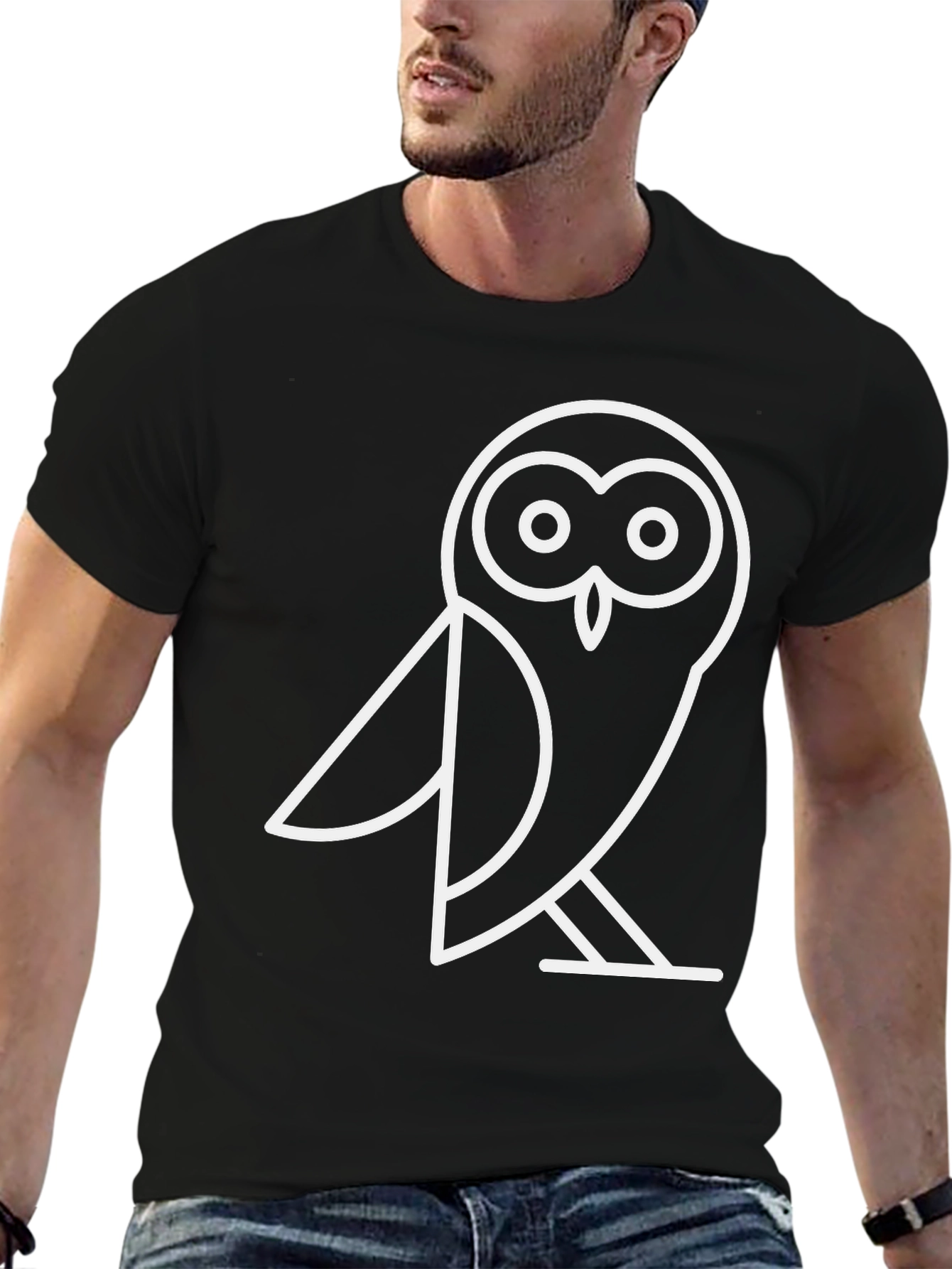 Modern Owl Graphic Tee - Black