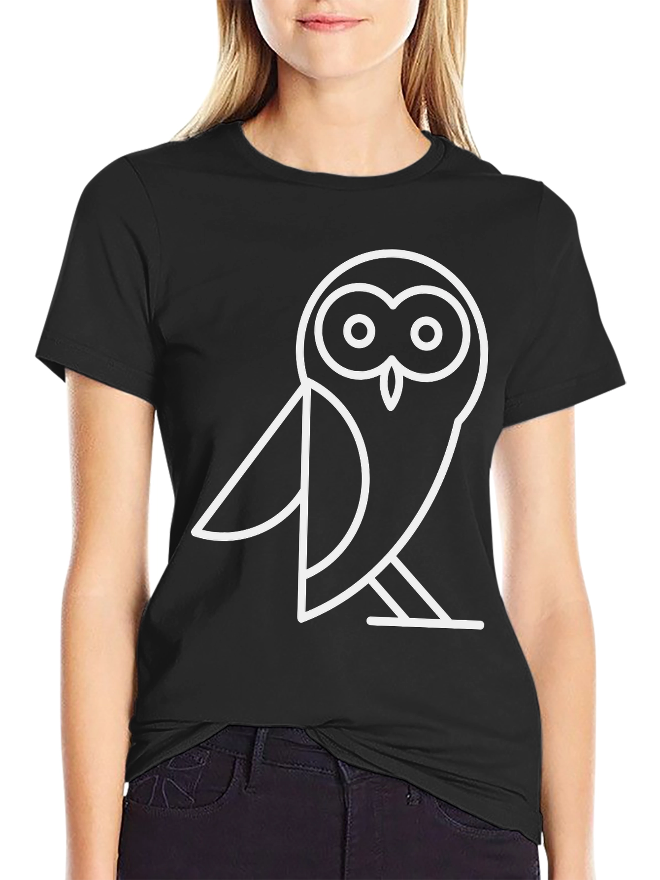 Modern Owl Graphic Tee - Black