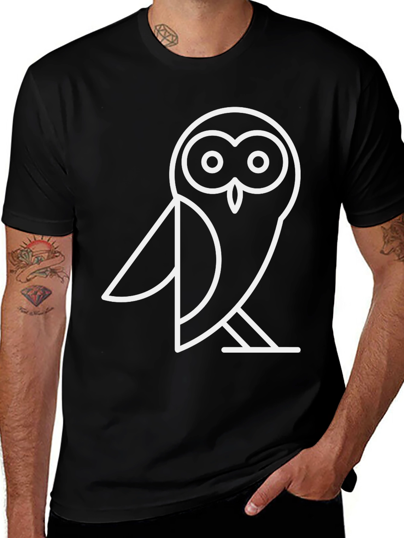 Modern Owl Graphic Tee - Black