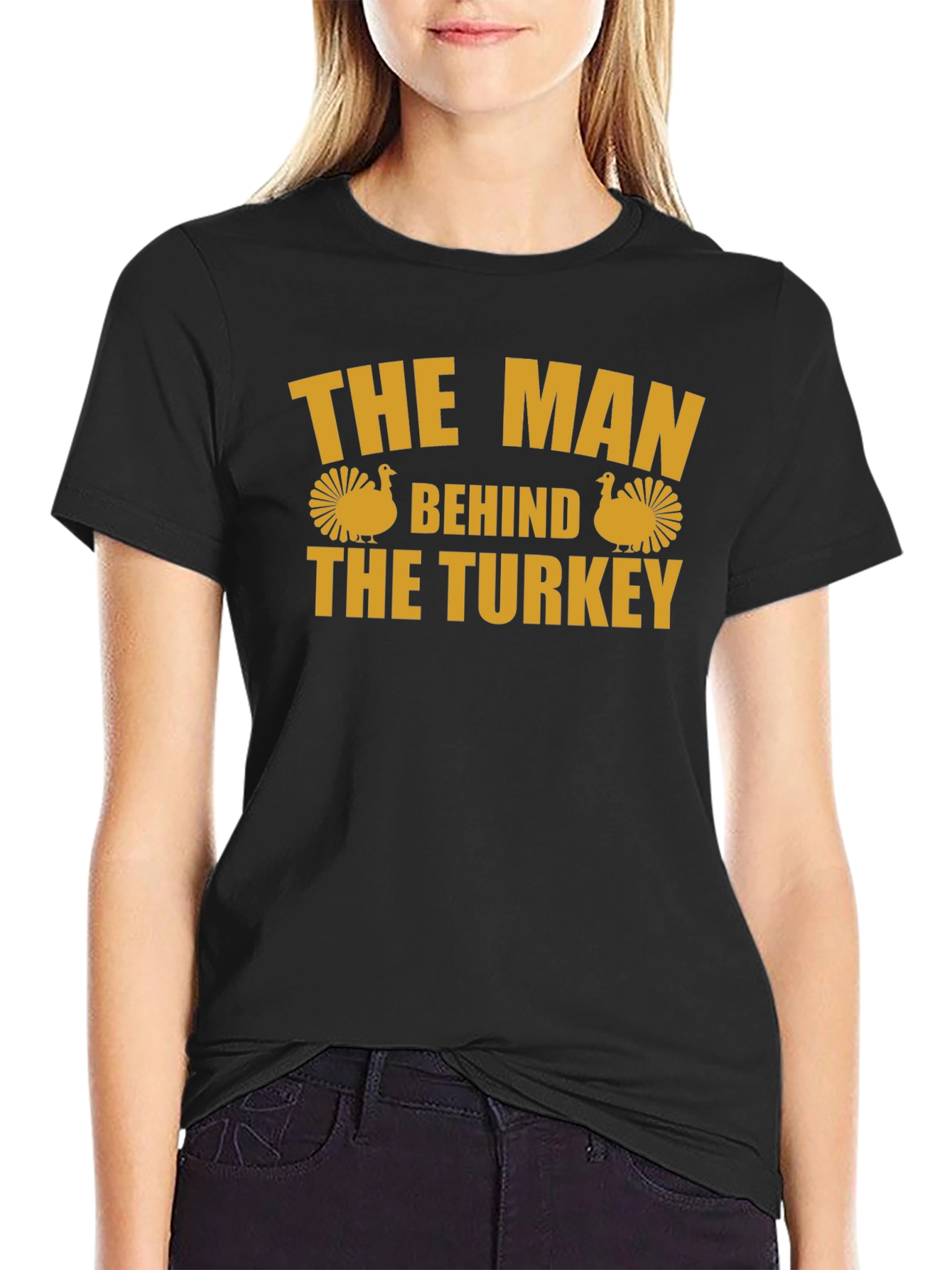 The Man Behind the Turkey T-Shirt - Thanksgiving Fun