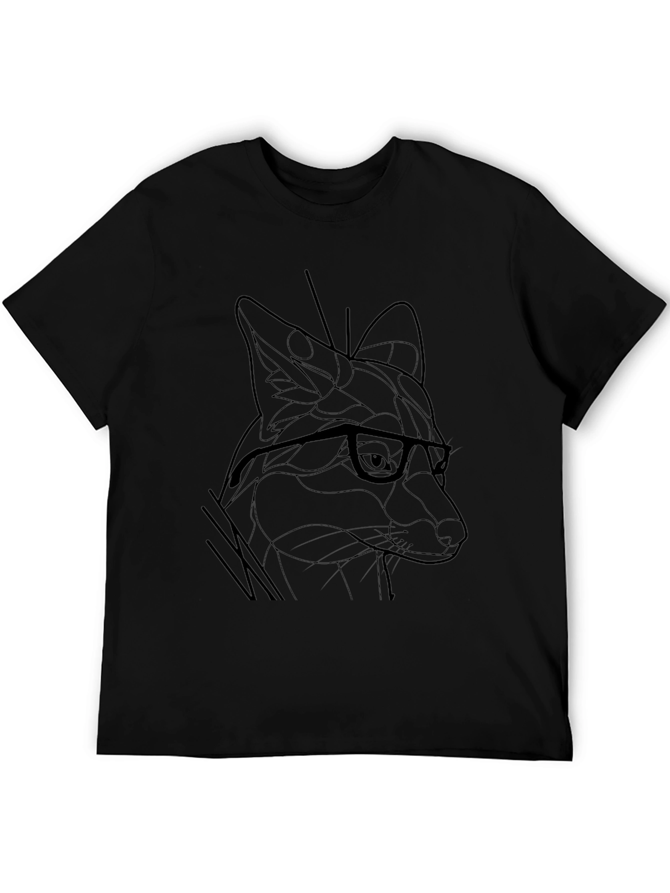 Fox in Glasses Graphic Tee - Stylish Black T-Shirt