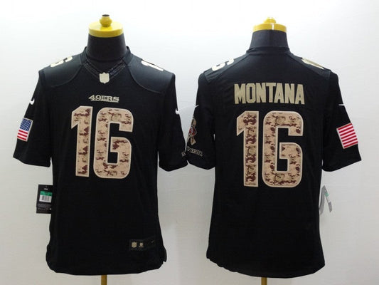 Men's San Francisco 49ers Joe Montana #16 Black Alternate Game Jerseys