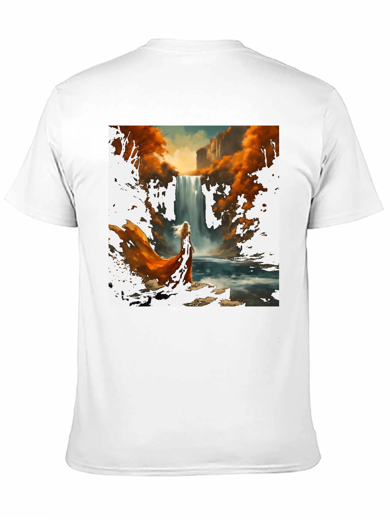 Waterfall Art Print Black T-Shirt