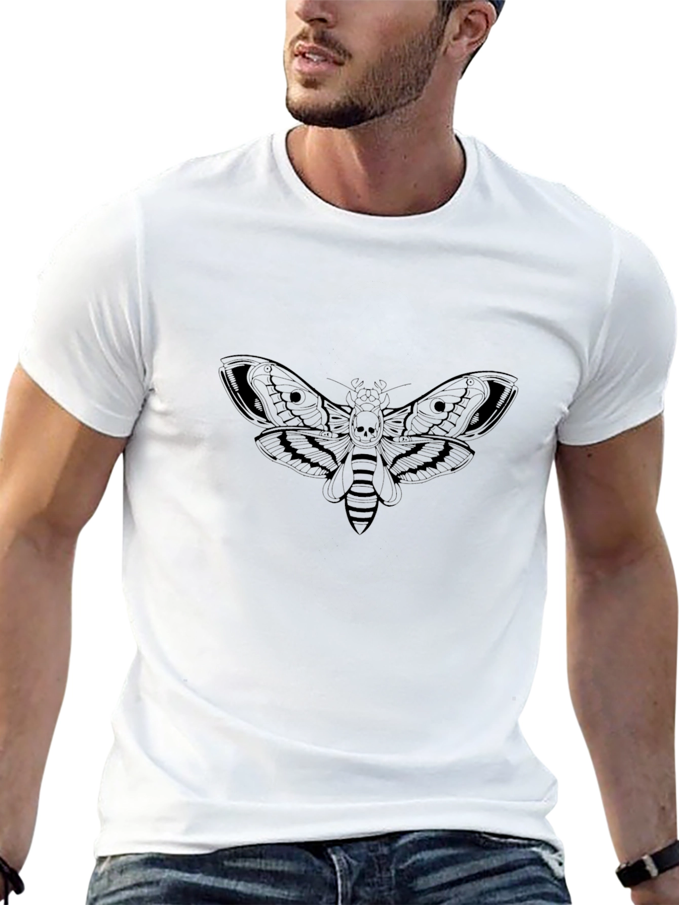 Moth Skull Graphic Tee - Mens Black T-Shirt