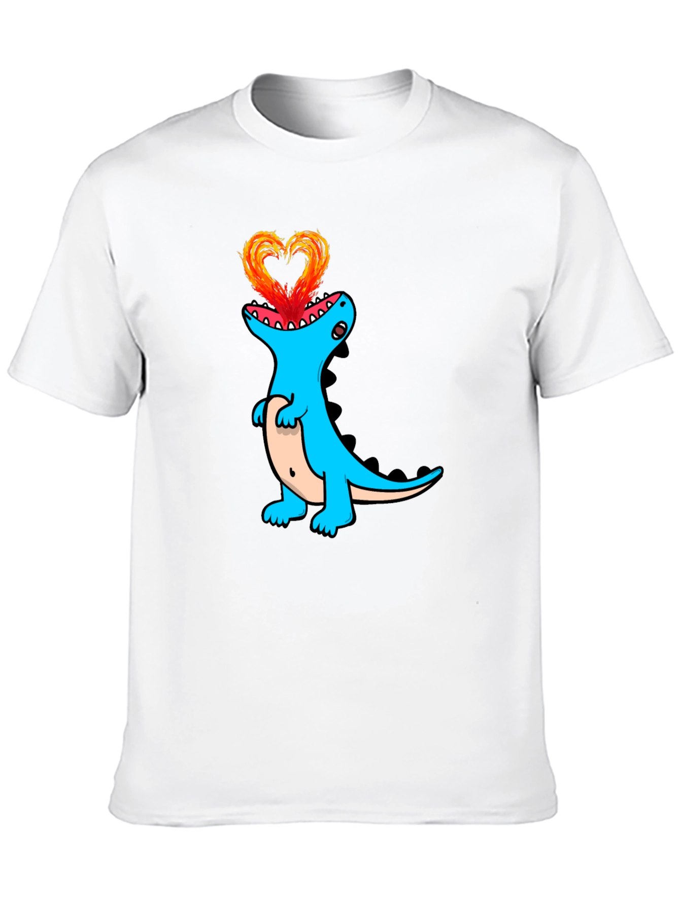 Dino Love Black T-Shirt - Heart Fire Design