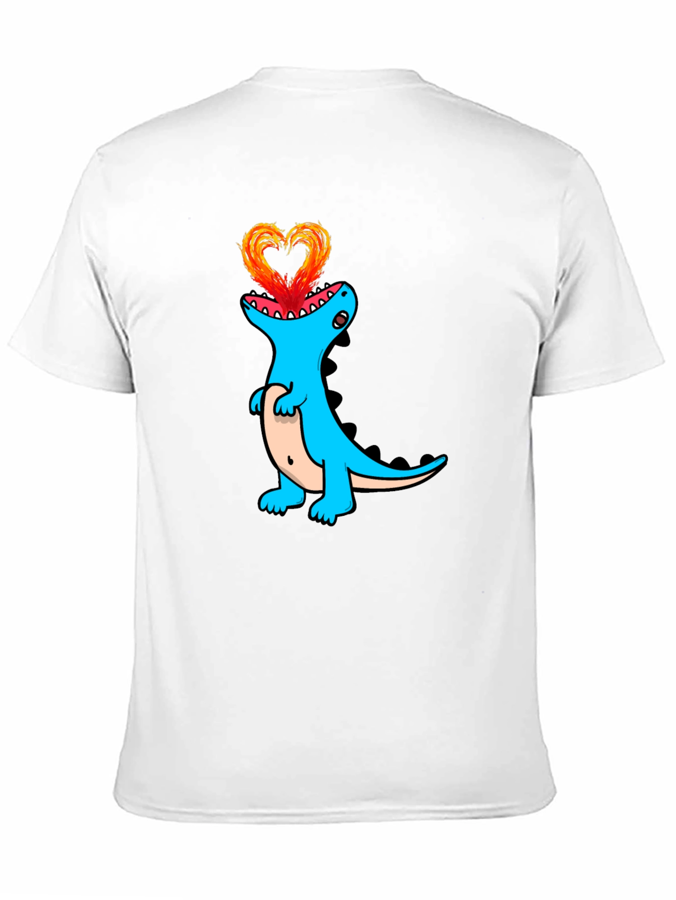 Dino Love Black T-Shirt - Heart Fire Design