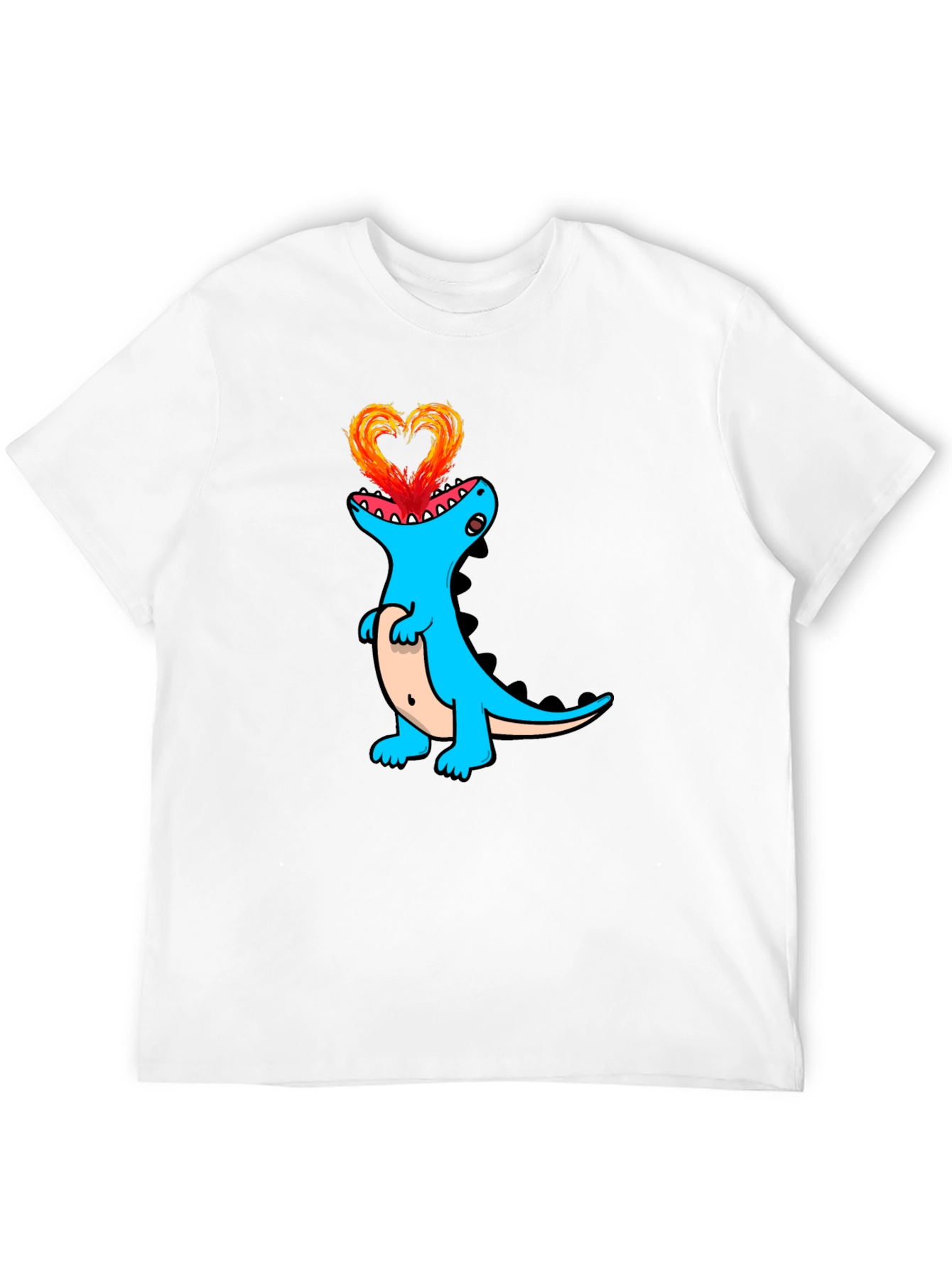 Dino Love Black T-Shirt - Heart Fire Design