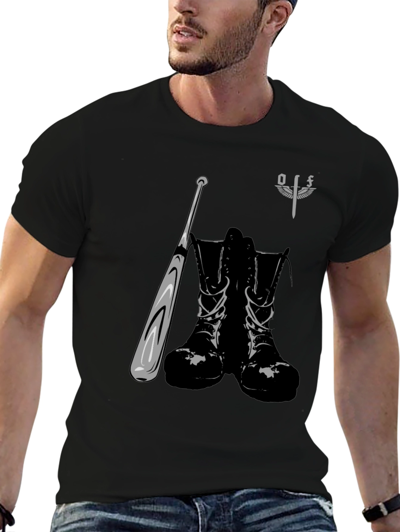 Graphic Tee: Boots Bat & Sword