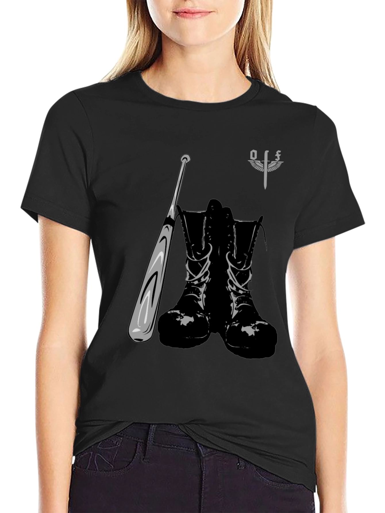 Graphic Tee: Boots Bat & Sword