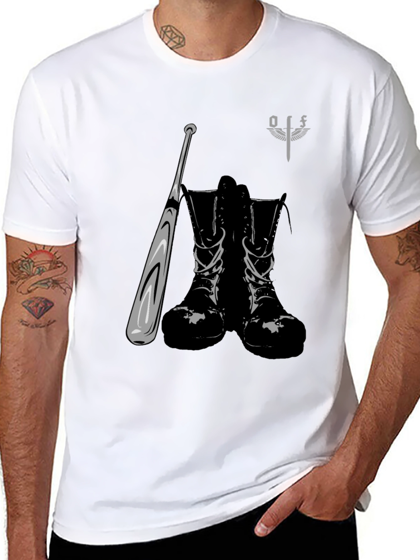 Graphic Tee: Boots Bat & Sword
