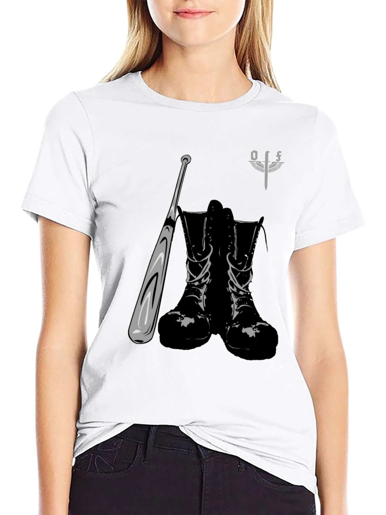 Graphic Tee: Boots Bat & Sword