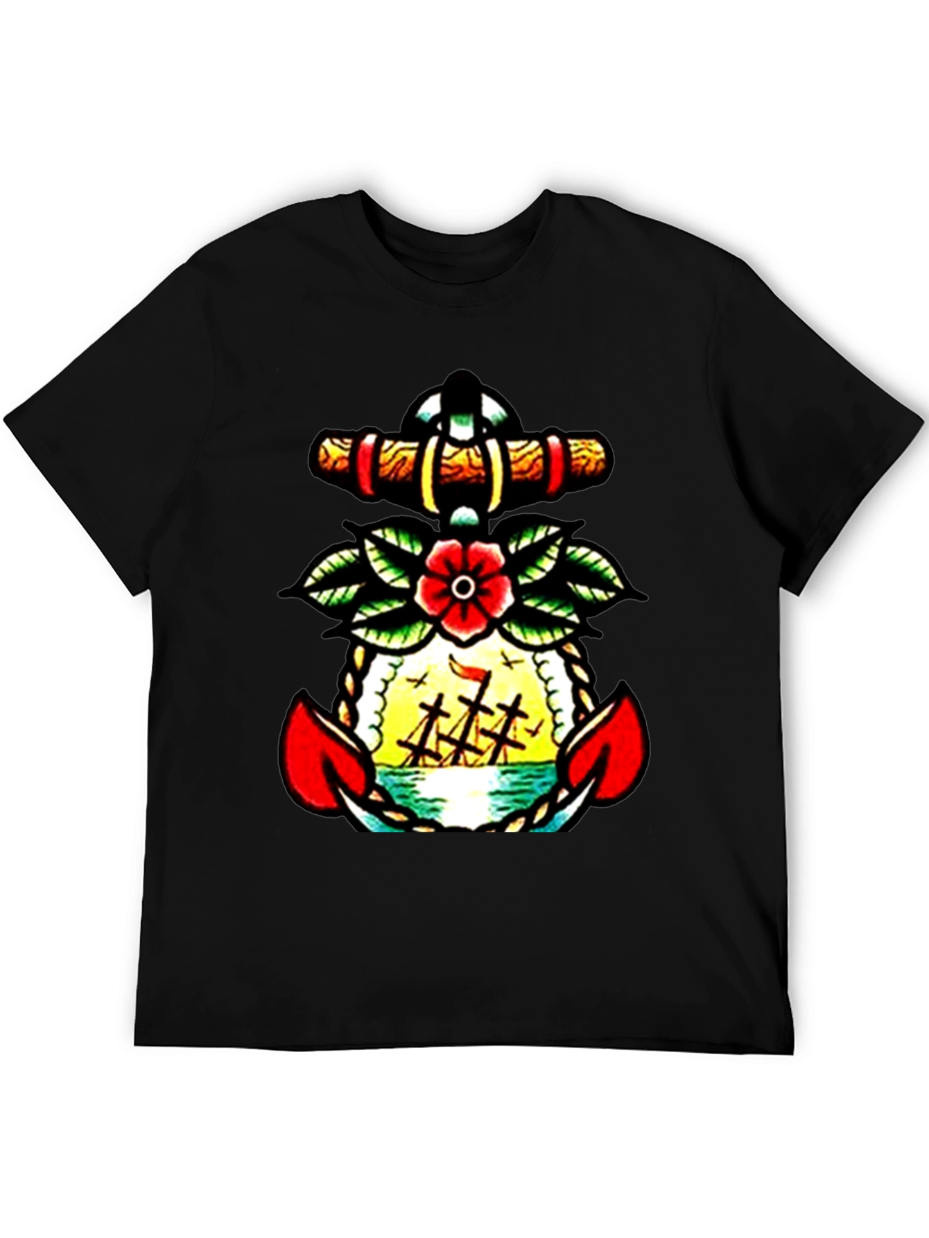 Nautical Anchor Tattoo Graphic Mens T-Shirt