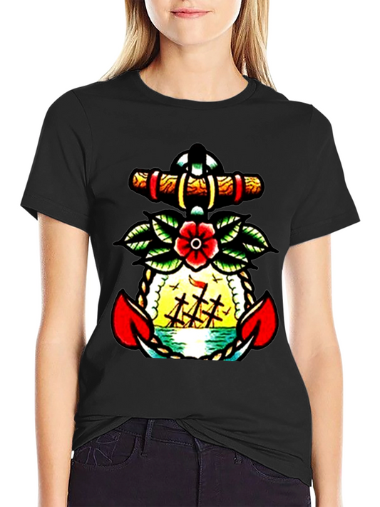 Nautical Anchor Tattoo Graphic Mens T-Shirt