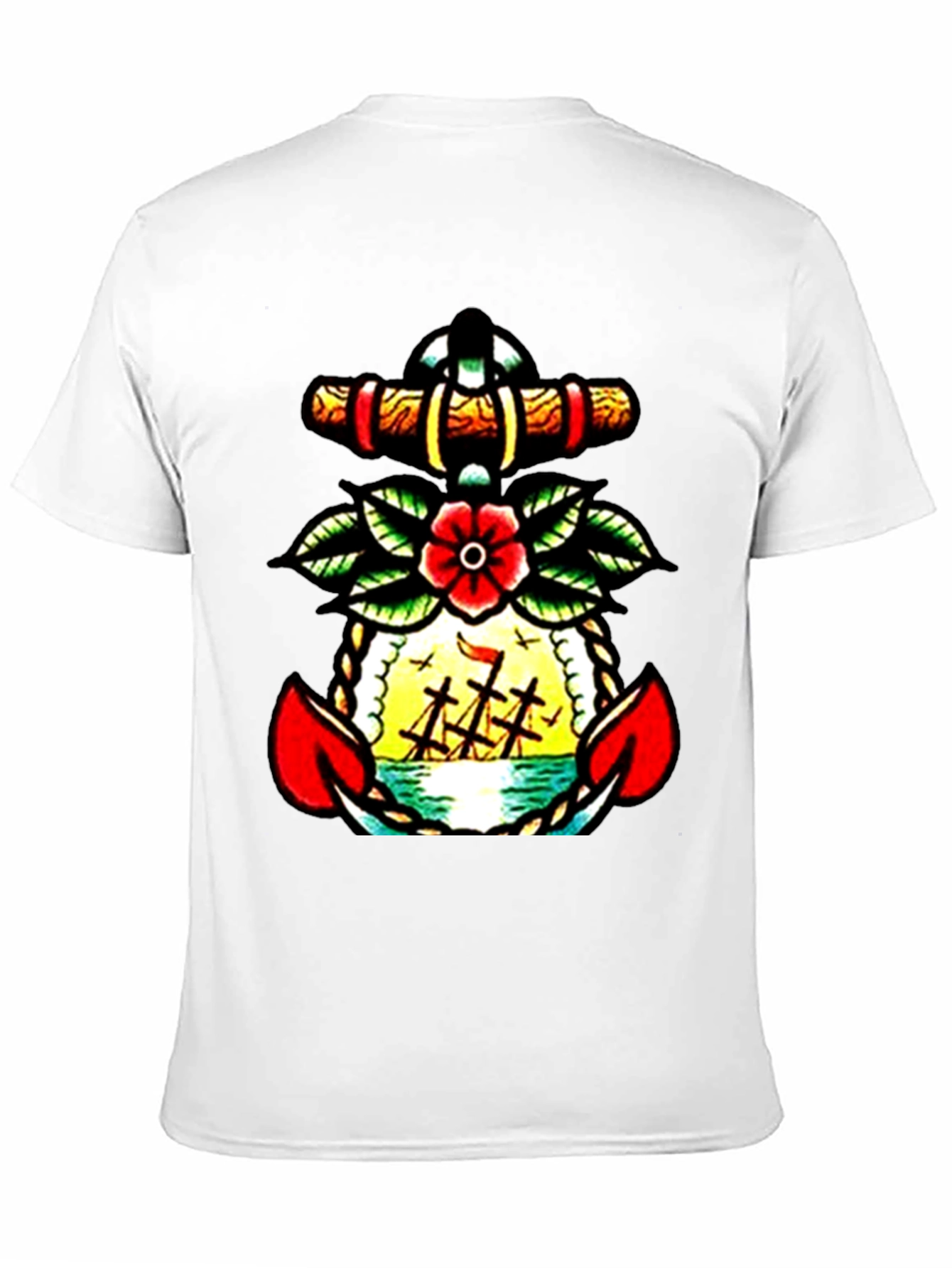 Nautical Anchor Tattoo Graphic Mens T-Shirt
