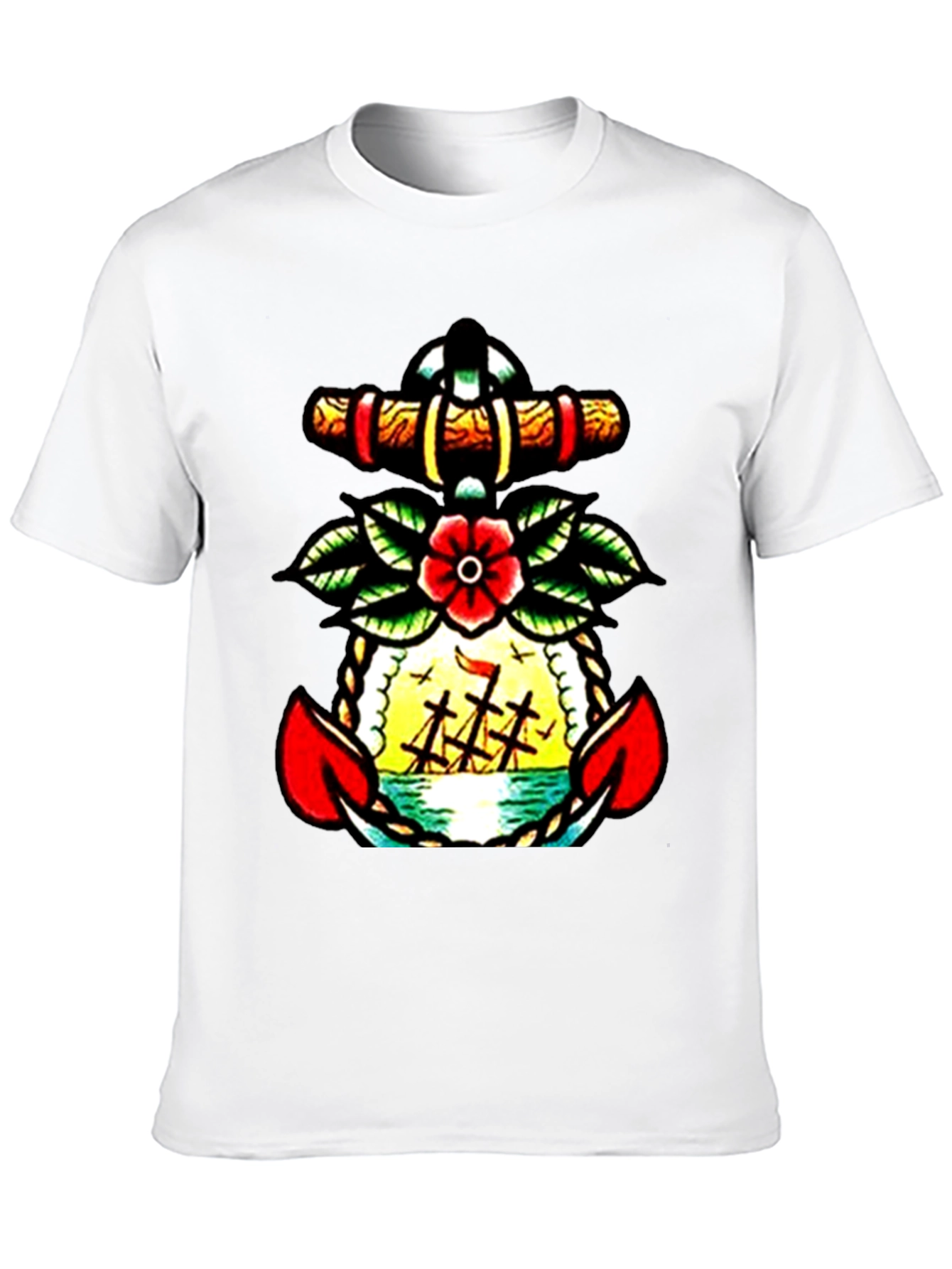 Nautical Anchor Tattoo Graphic Mens T-Shirt