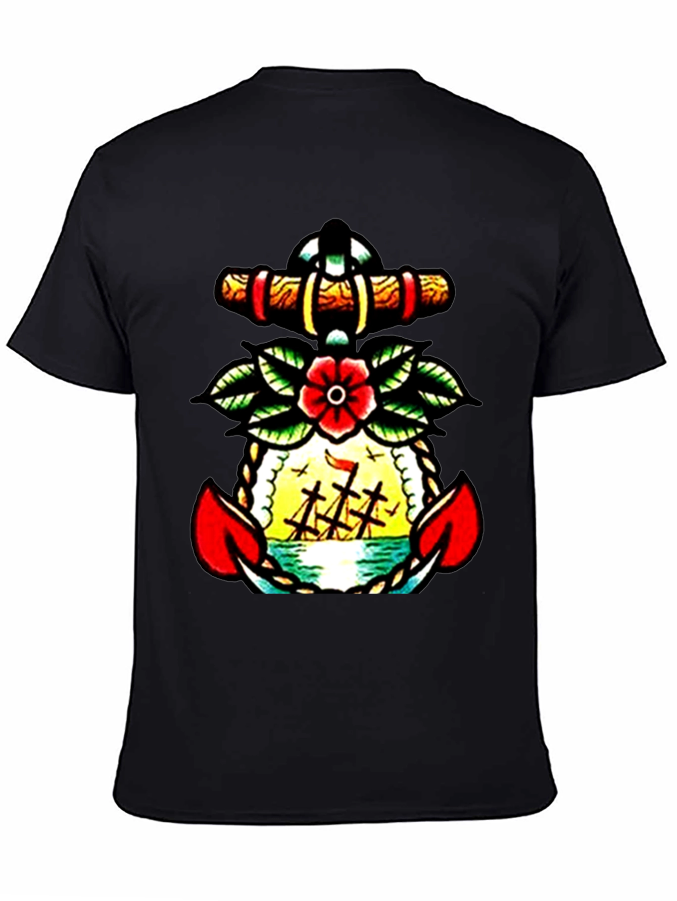 Nautical Anchor Tattoo Graphic Mens T-Shirt