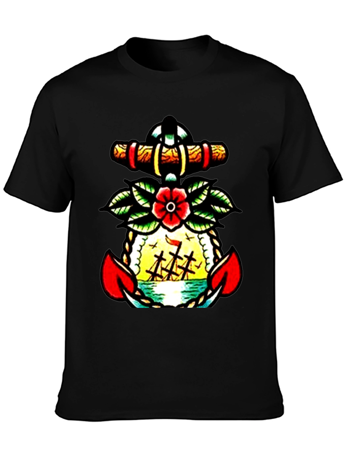 Nautical Anchor Tattoo Graphic Mens T-Shirt
