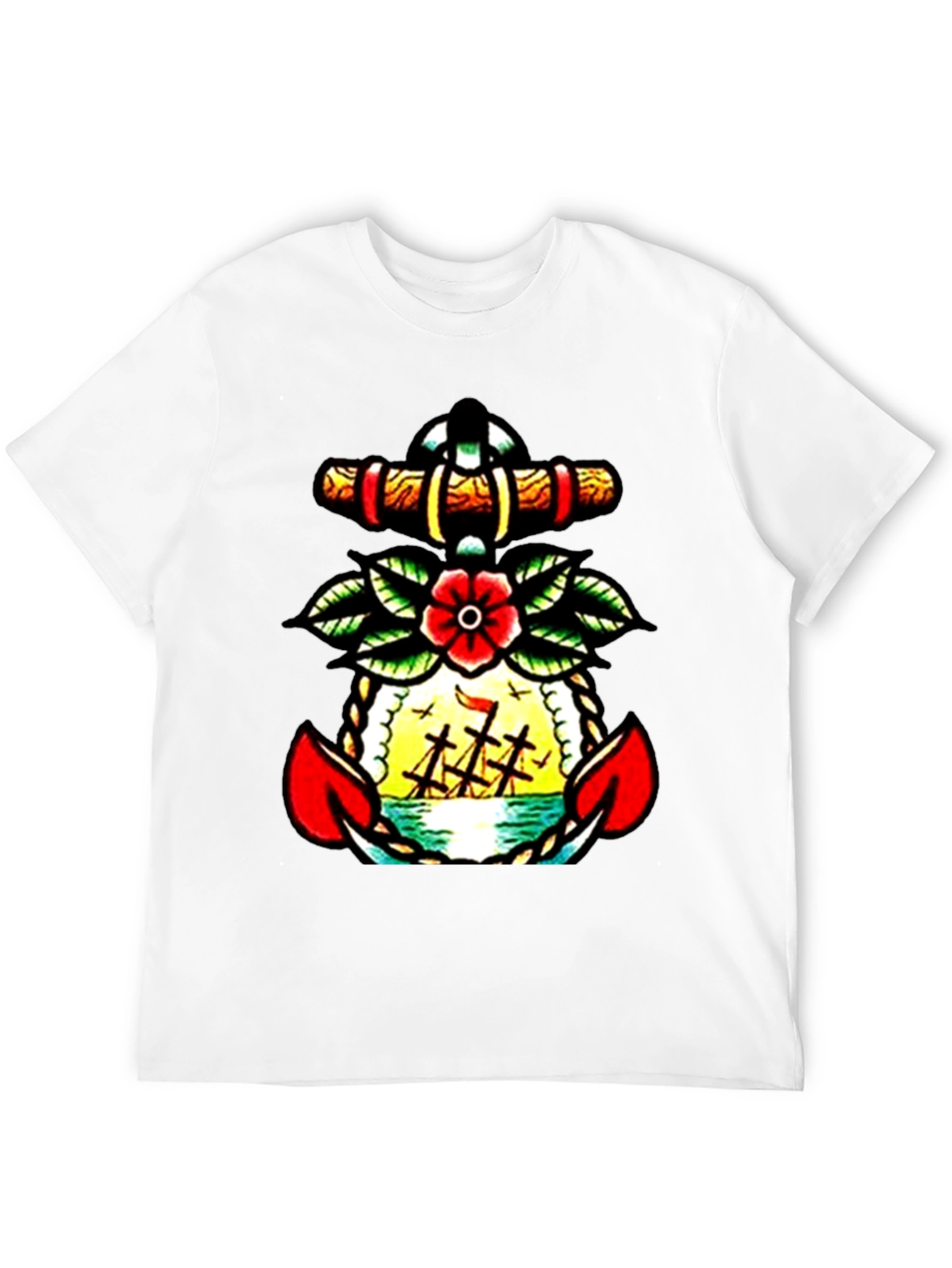 Nautical Anchor Tattoo Graphic Mens T-Shirt