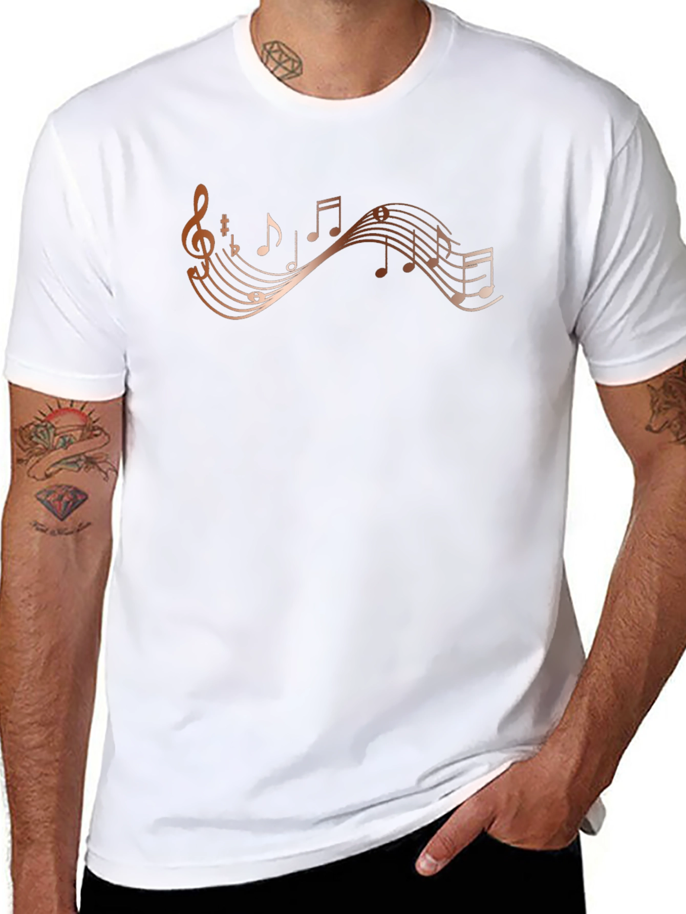 Musical Note Graphic Black T-Shirt