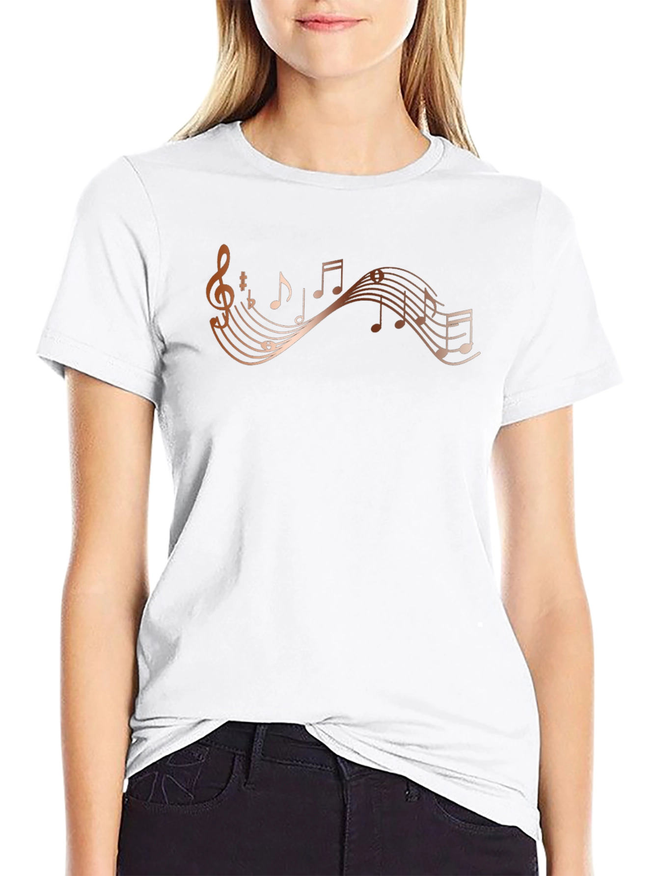 Musical Note Graphic Black T-Shirt