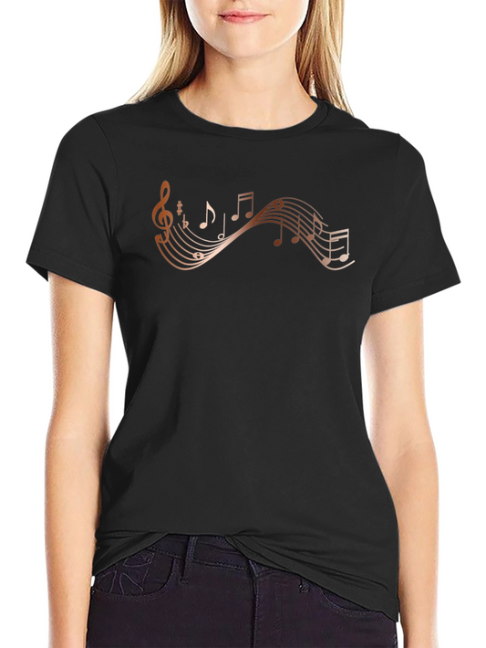 Musical Note Graphic Black T-Shirt