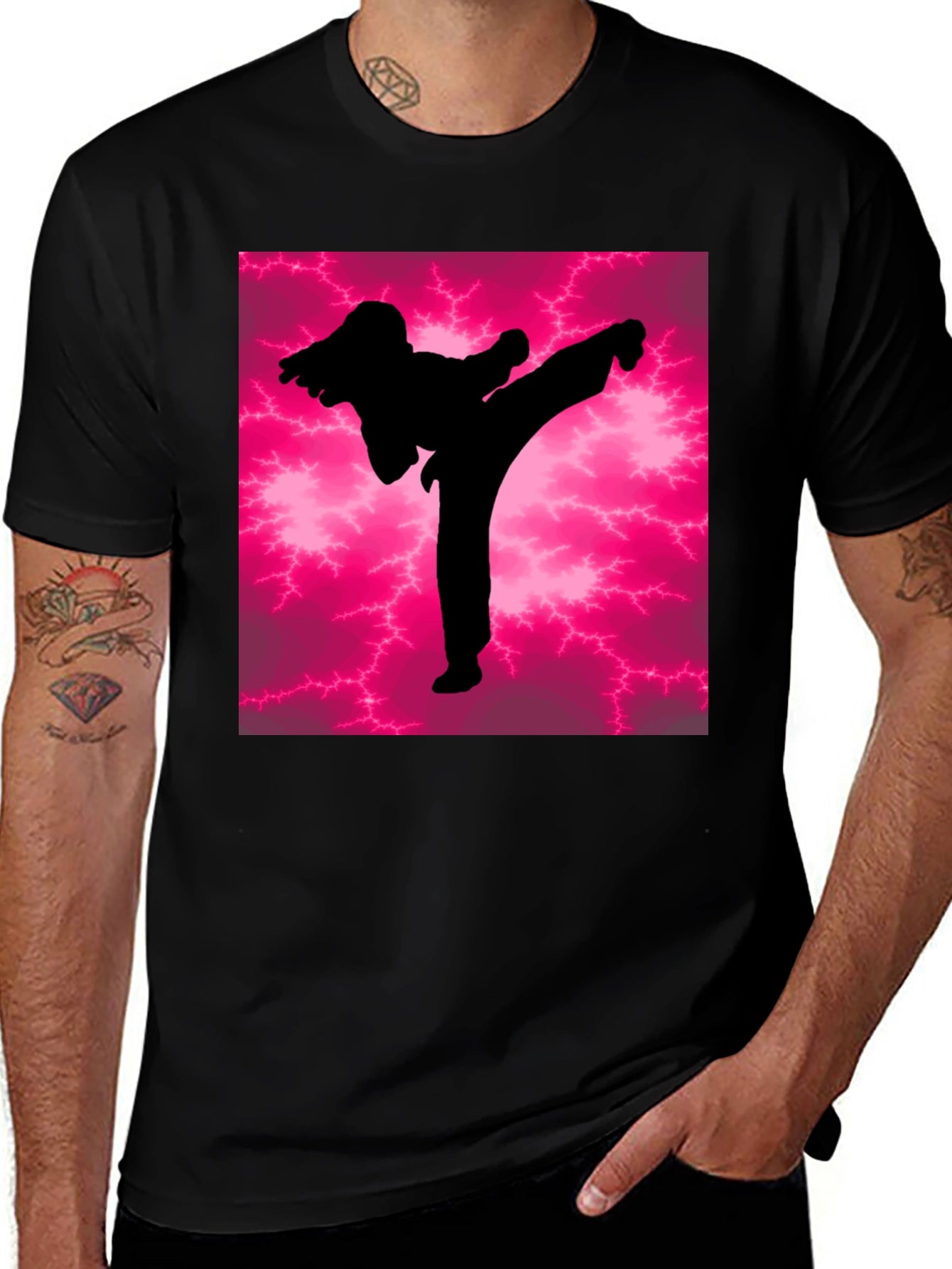 Martial Arts Kick Silhouette Graphic Tee