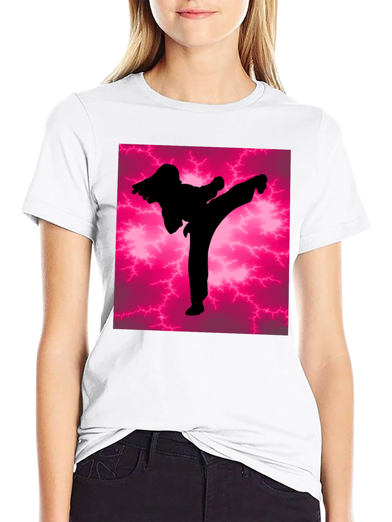 Martial Arts Kick Silhouette Graphic Tee