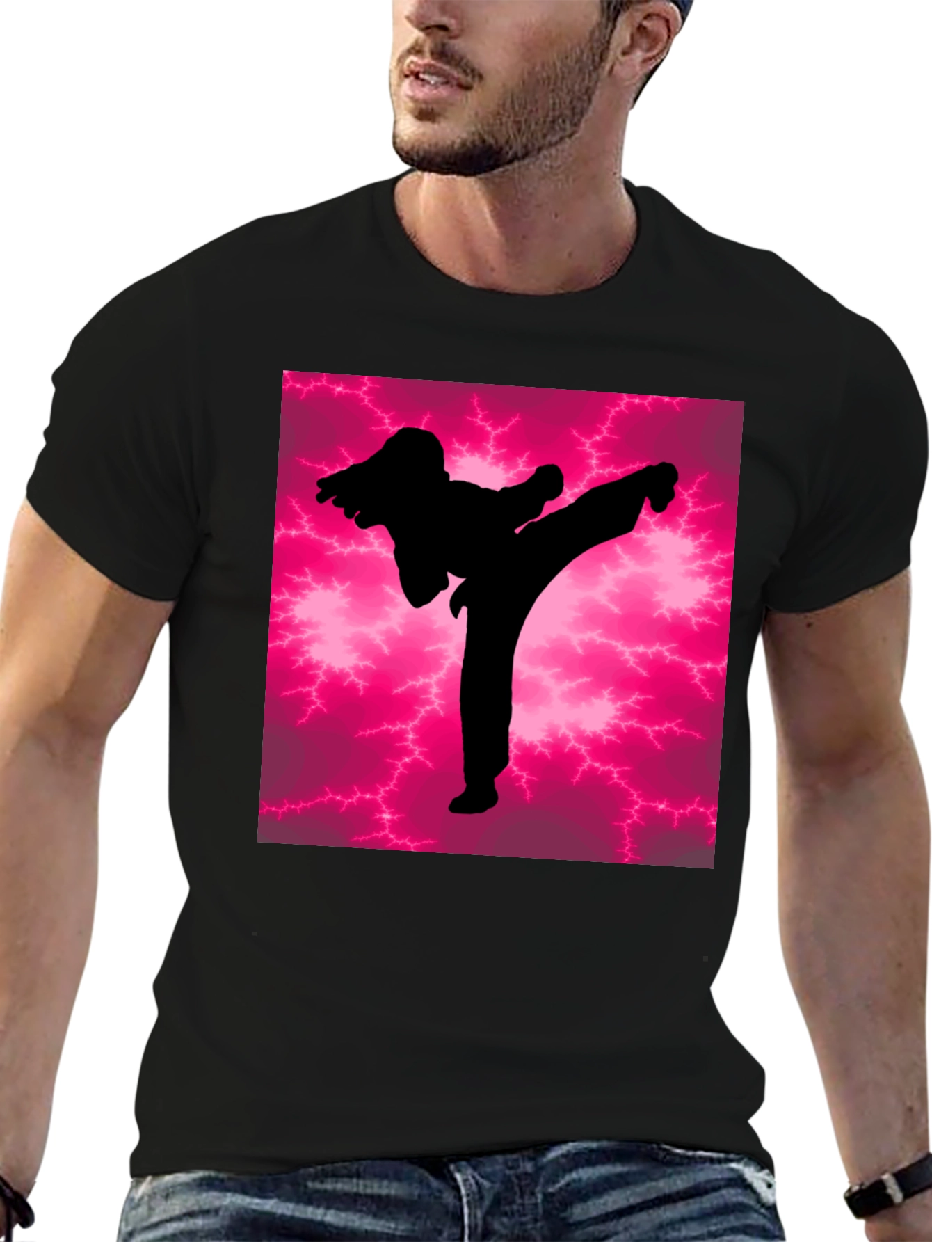 Martial Arts Kick Silhouette Graphic Tee
