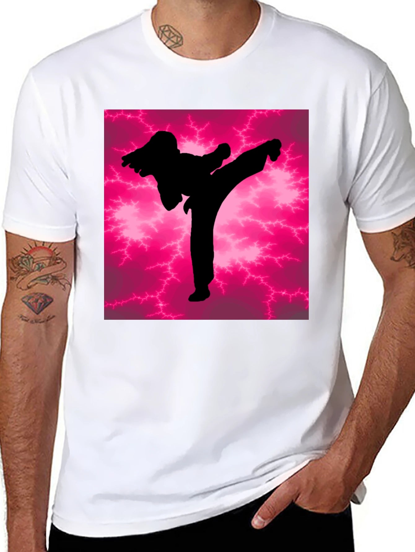 Martial Arts Kick Silhouette Graphic Tee