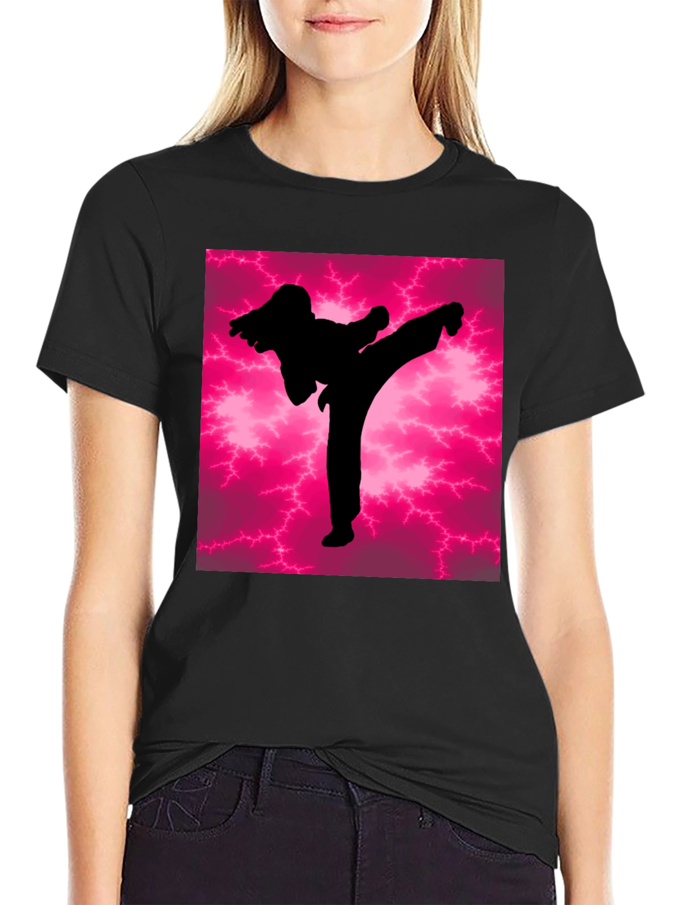 Martial Arts Kick Silhouette Graphic Tee