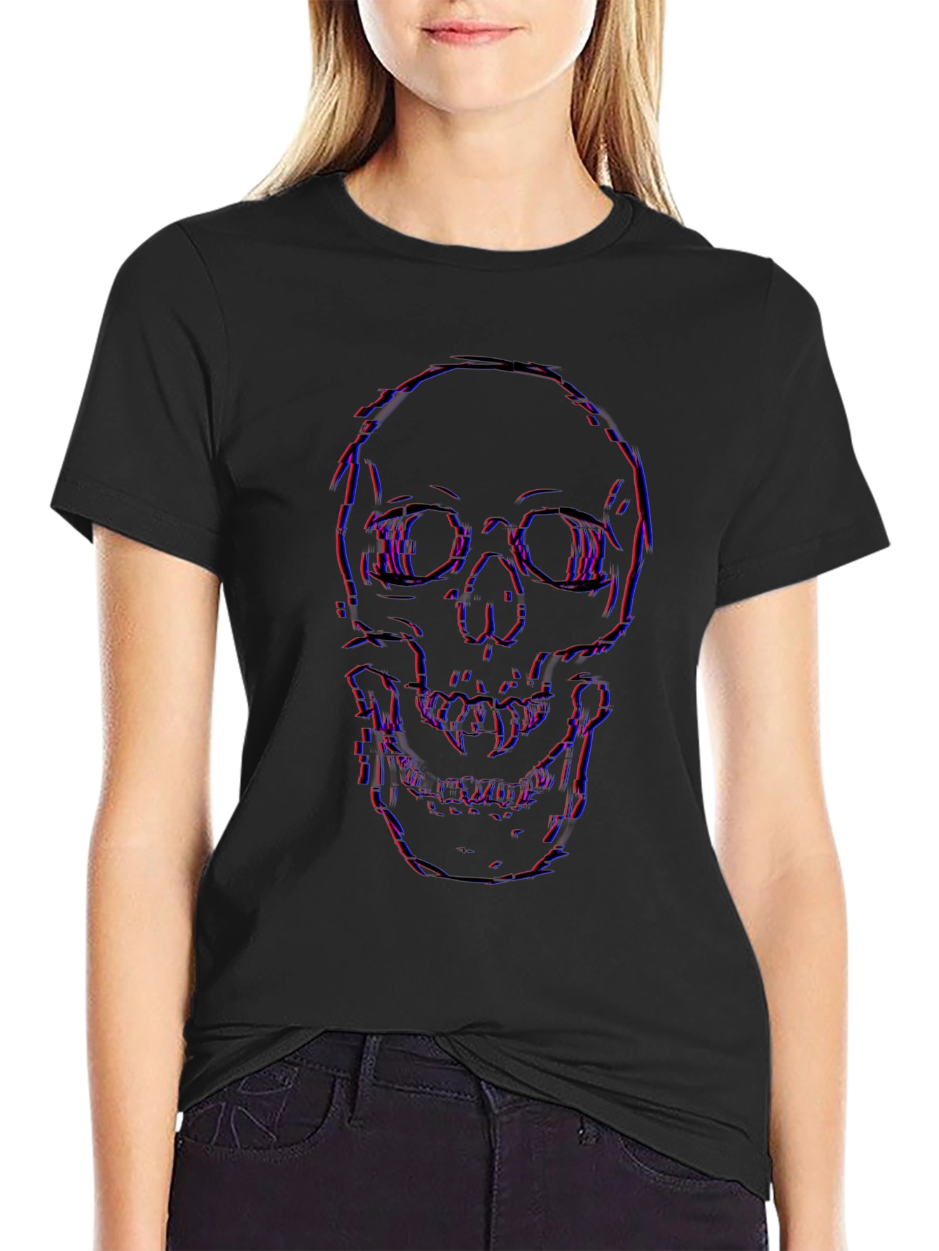 Edgy Skull Graphic Black T-Shirt
