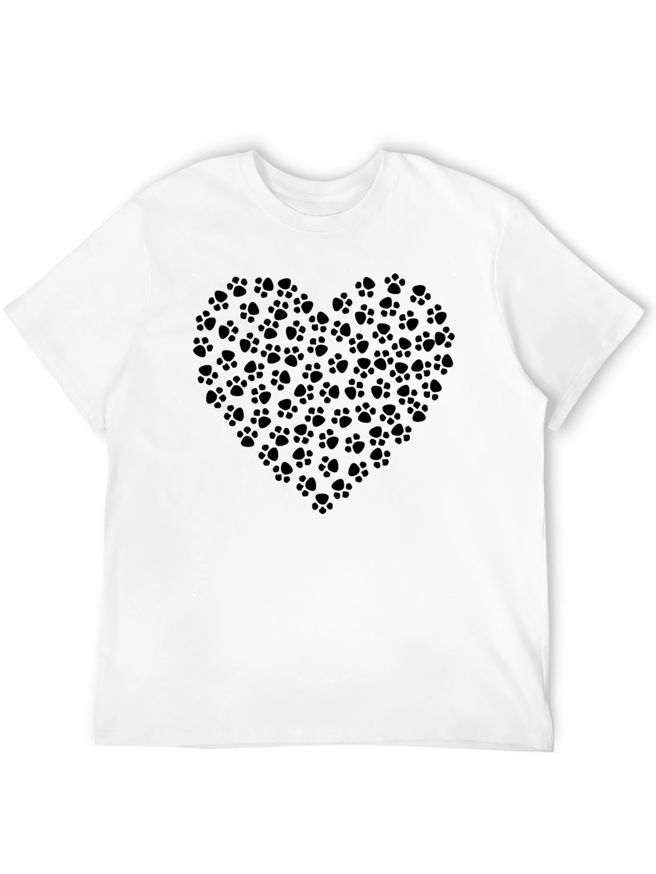 Paw Print Heart Graphic Tee - Mens Black T-Shirt