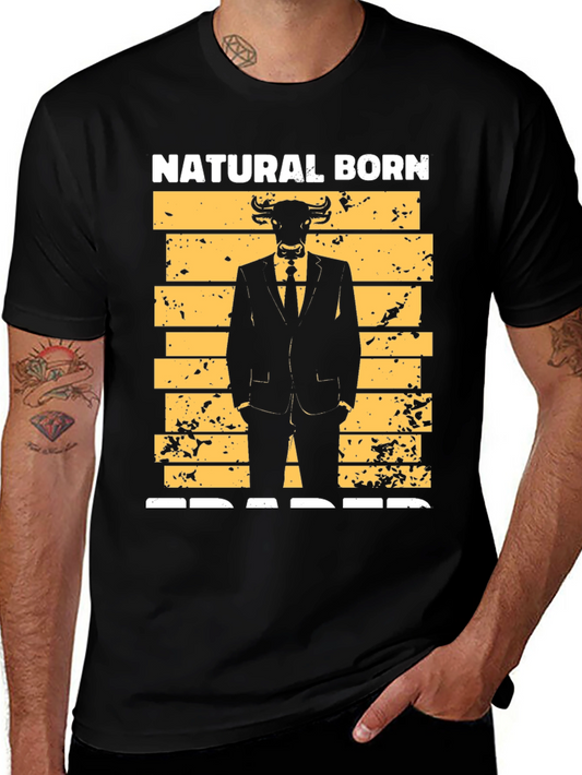 Natural Born Trader Bull Graphic Tee - Stock Market Apparel