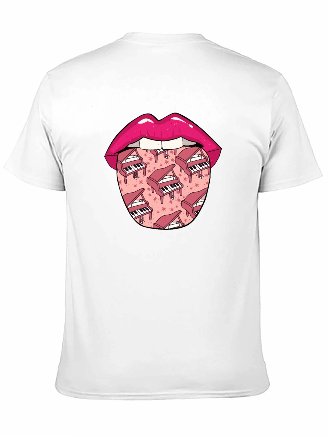 Piano Lips Graphic Tee - Novelty Print T-Shirt