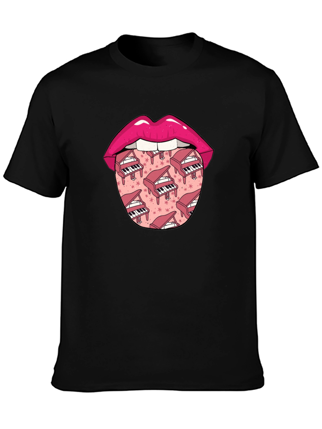 Piano Lips Graphic Tee - Novelty Print T-Shirt