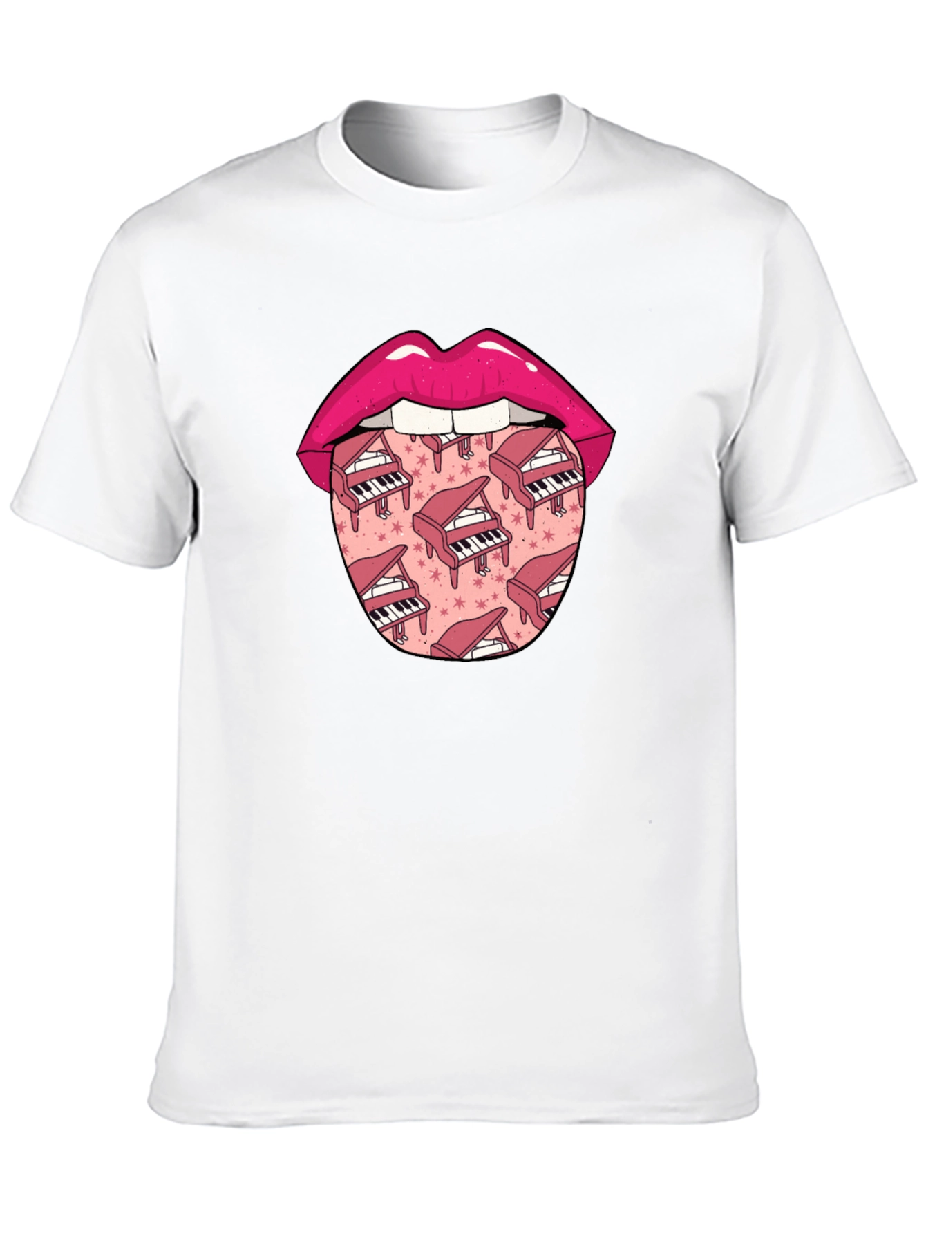Piano Lips Graphic Tee - Novelty Print T-Shirt