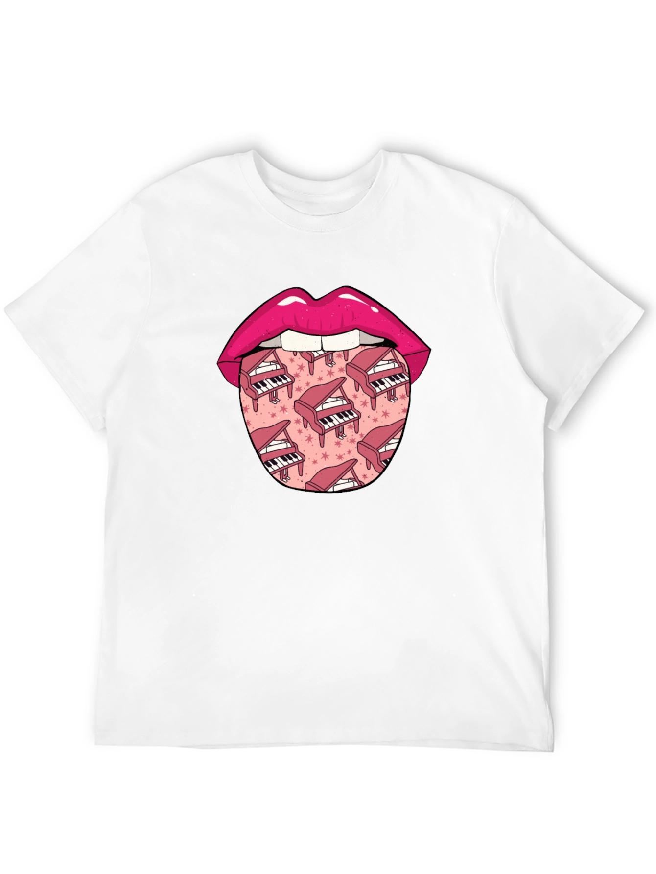 Piano Lips Graphic Tee - Novelty Print T-Shirt