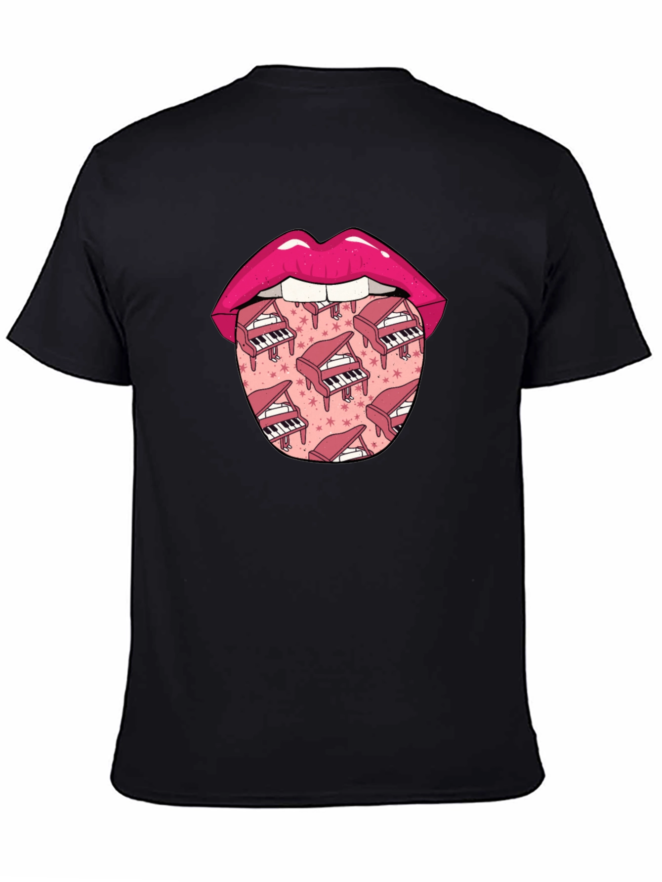 Piano Lips Graphic Tee - Novelty Print T-Shirt