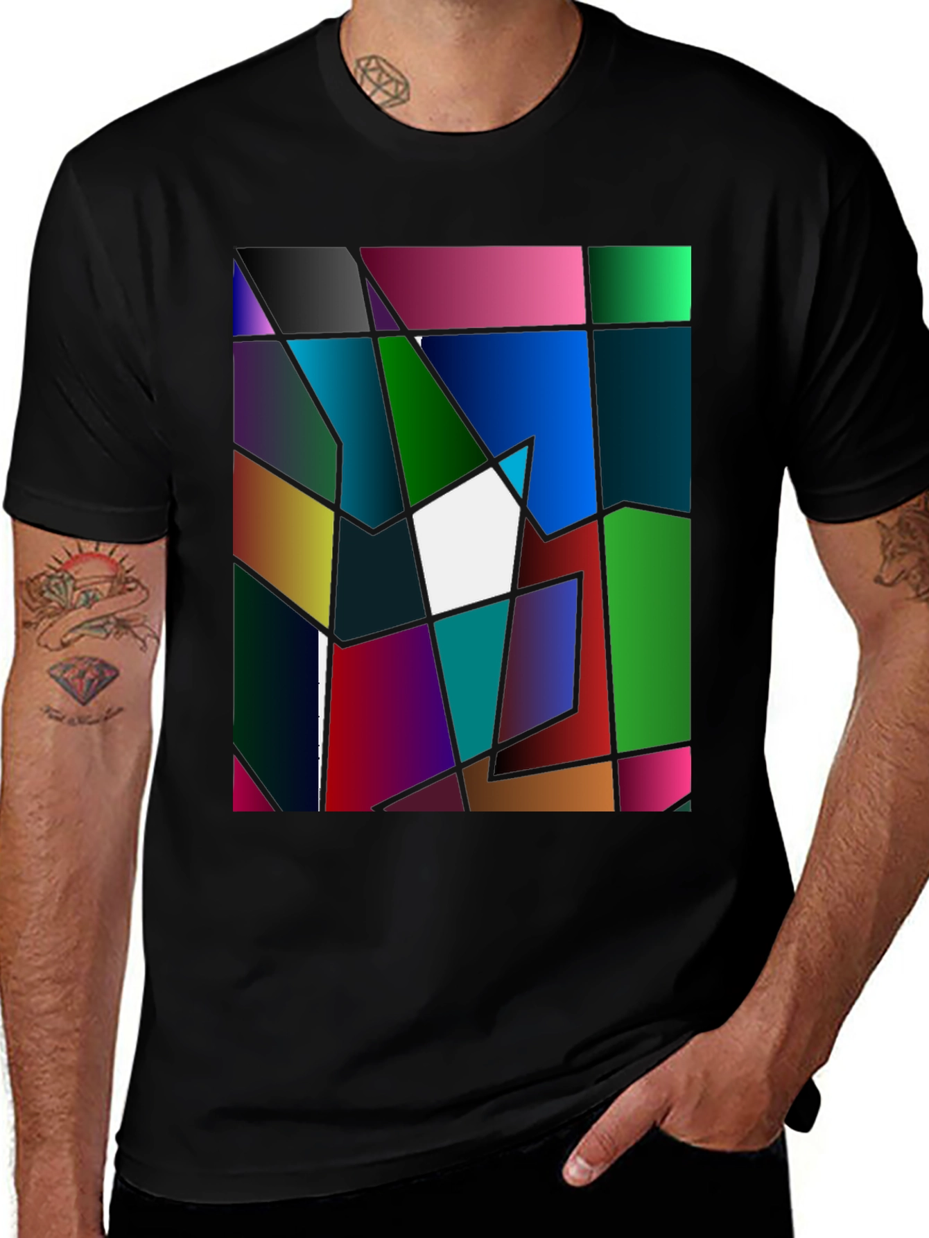 Abstract Geometric Graphic Tee - Bold Art T-Shirt