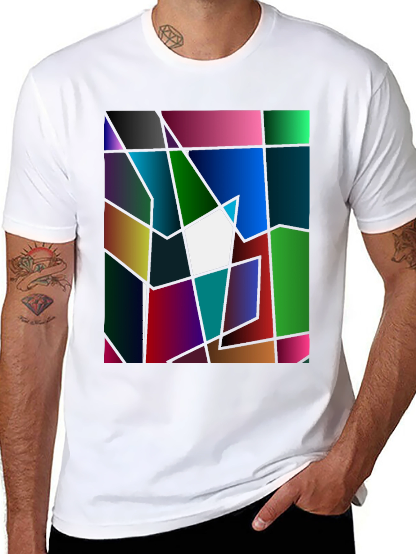Abstract Geometric Graphic Tee - Bold Art T-Shirt