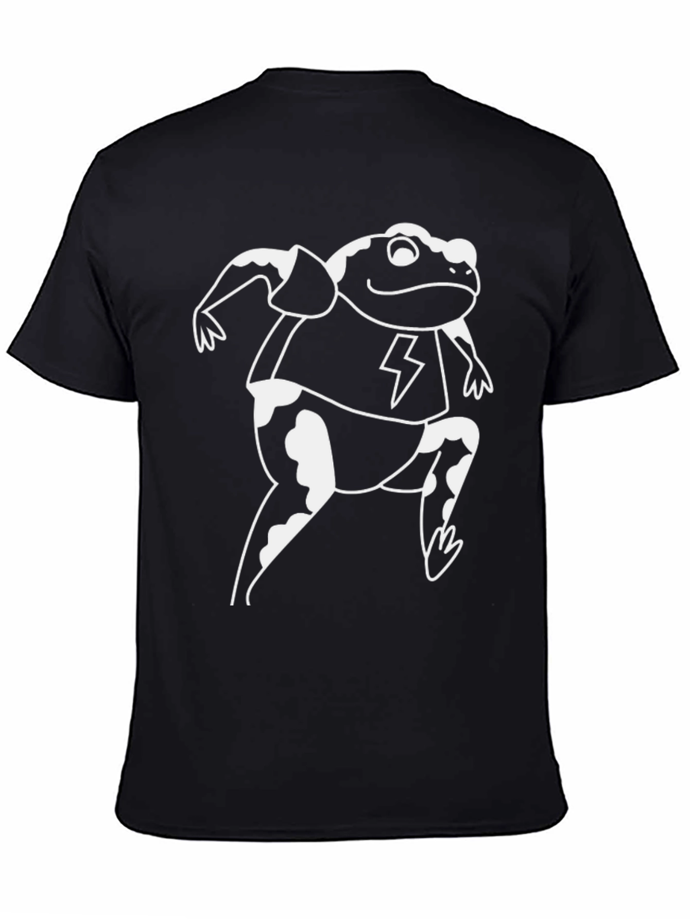 Funny Frog Lightning Bolt Graphic Black T-Shirt