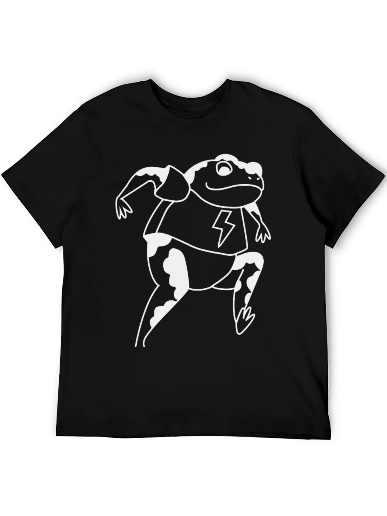 Funny Frog Lightning Bolt Graphic Black T-Shirt