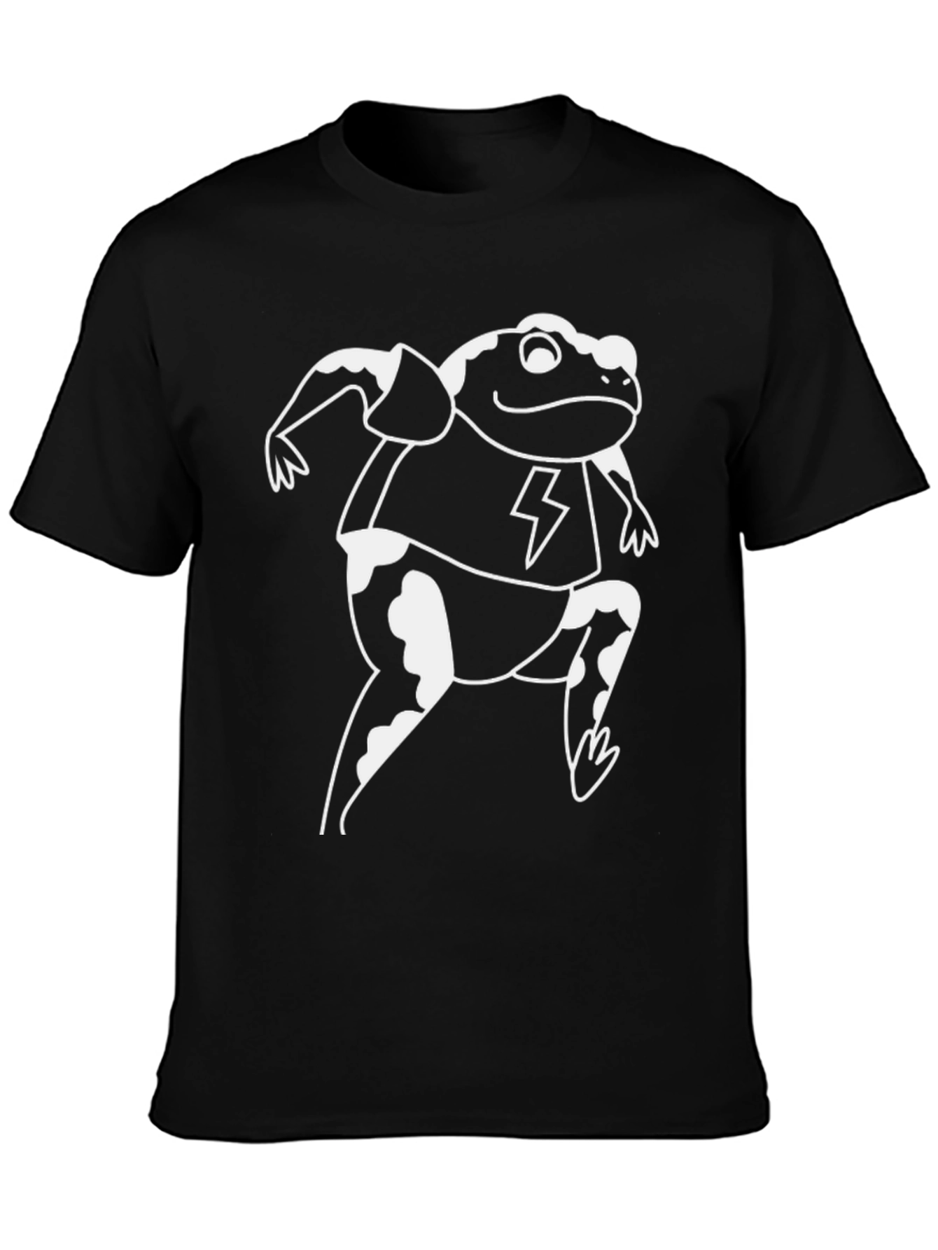 Funny Frog Lightning Bolt Graphic Black T-Shirt
