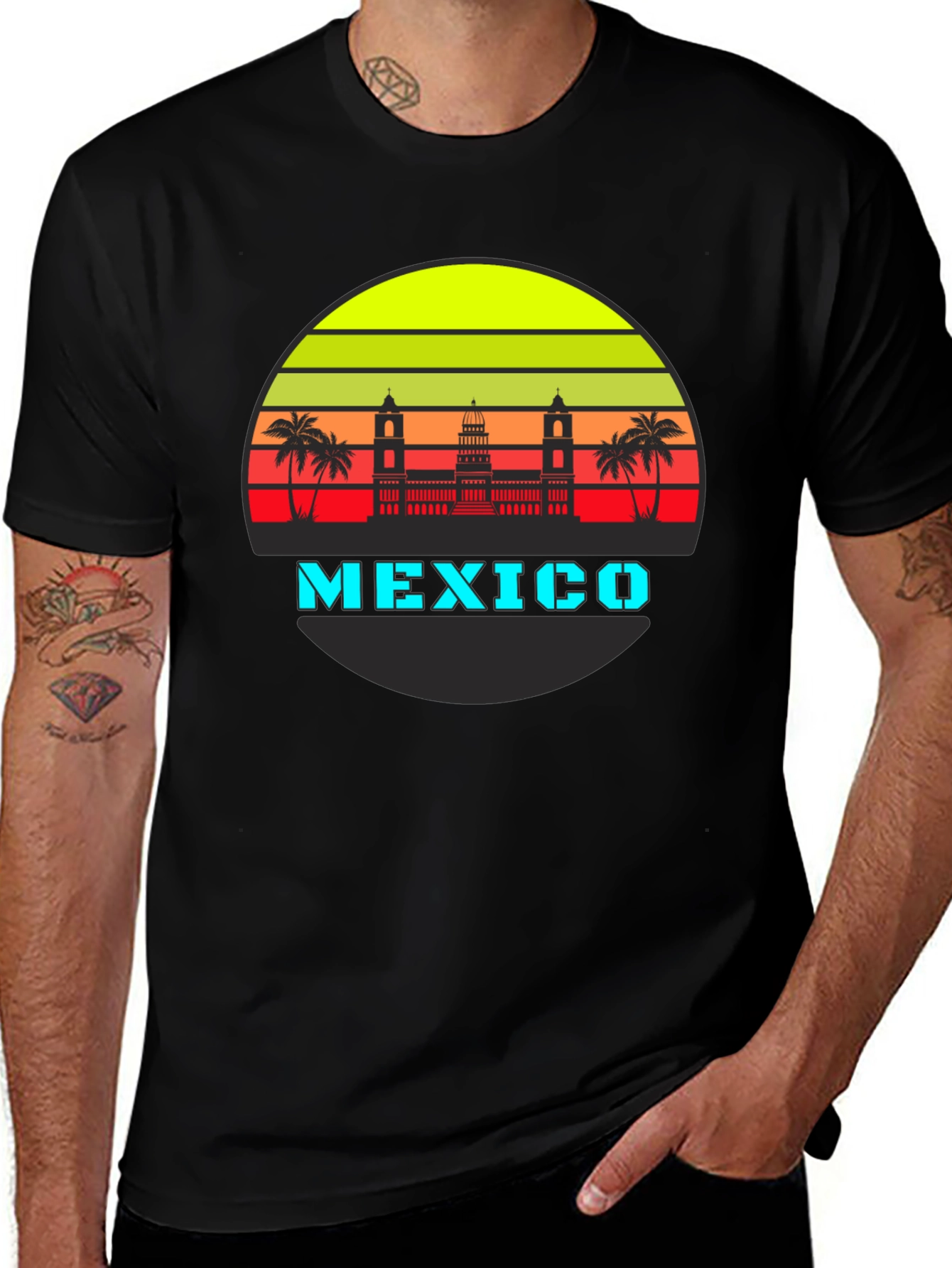 Retro Mexico Skyline Graphic T-Shirt
