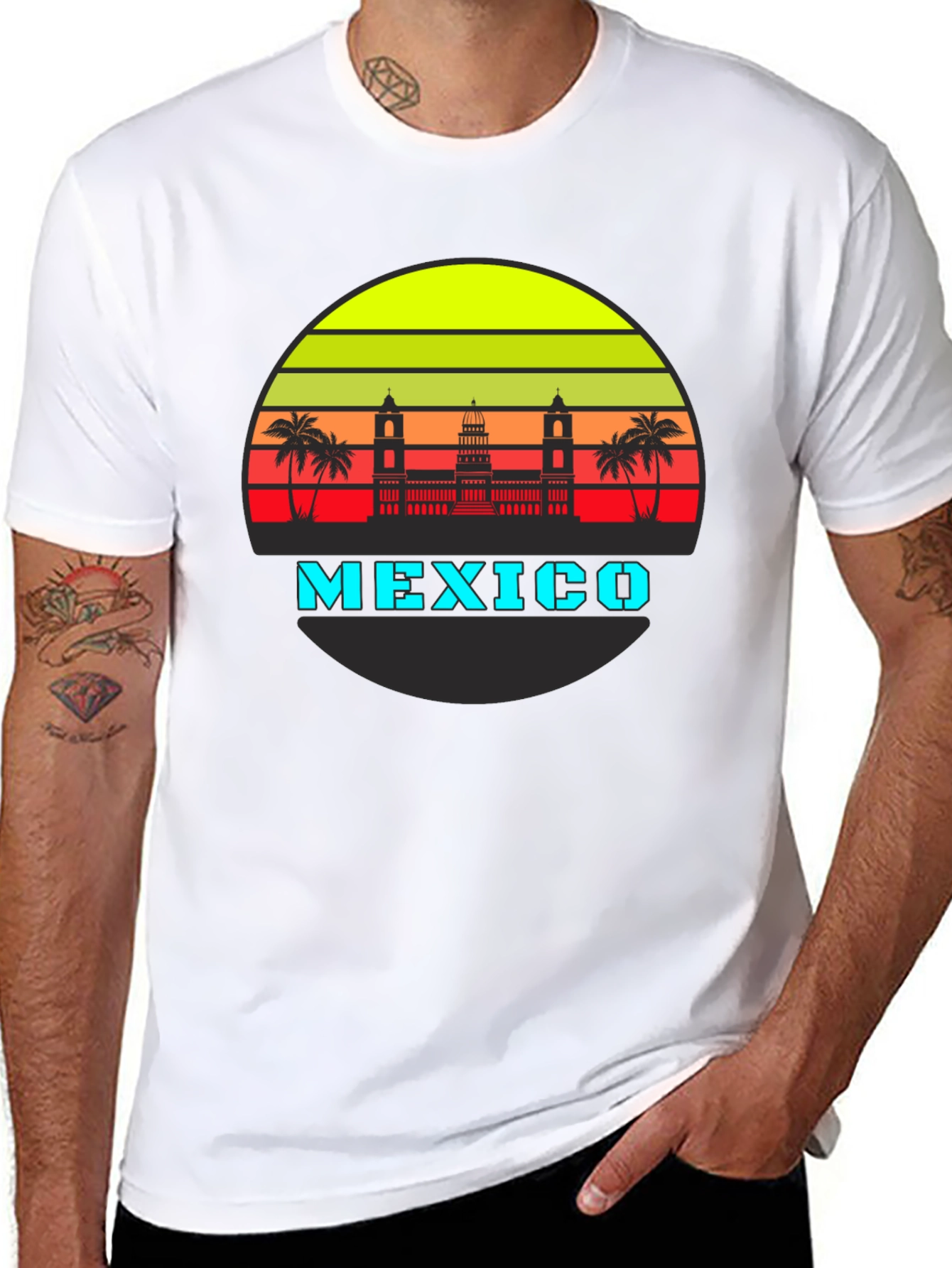 Retro Mexico Skyline Graphic T-Shirt